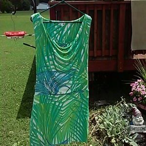 New York & Company Tropical Print Stretch Dress